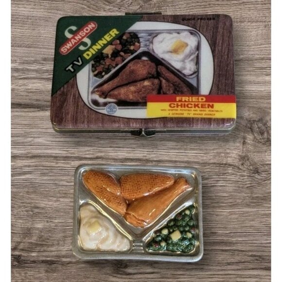 PHB Trinket Box Swanson TV Dinner Porcelain Hinged Fried Chicken Collection 90s - Picture 1 of 12
